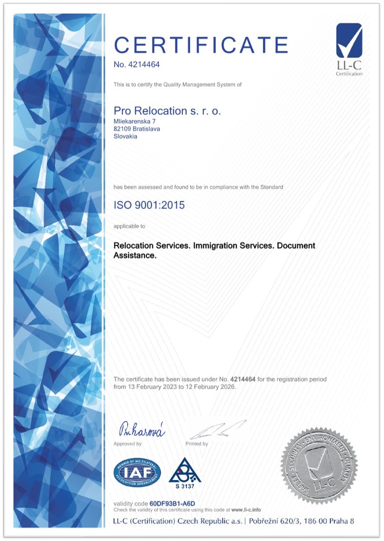 ISO Certificate for Pro Relocation